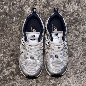 New Balance Metallic Silver and Dark Gray Sneakers